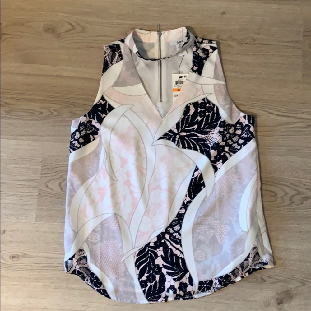 Bar III V neck tank blouse with collar